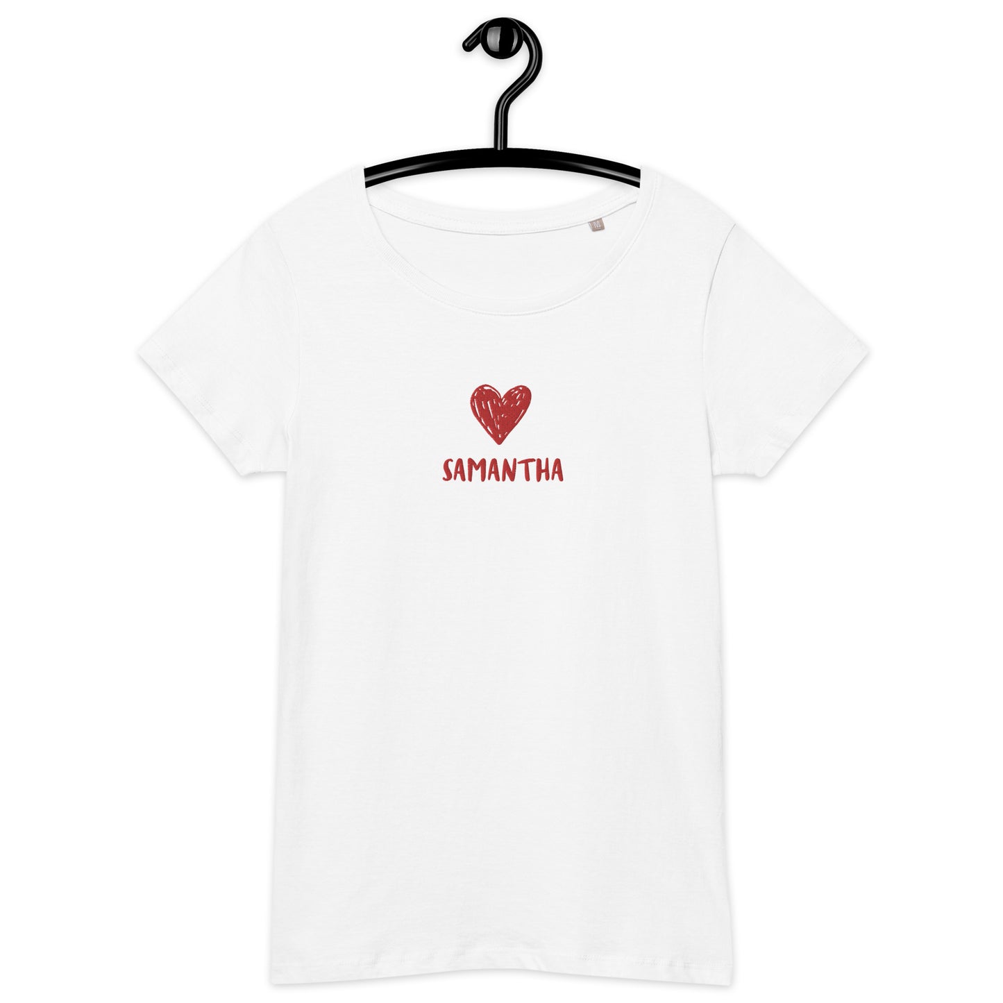 T-shirt da donna HEART personalizzabile con cuore e tuo nome ricamato | Vari colori | Idea regalo compleanno, anniversario, matrimonio - T-shirt Boutique