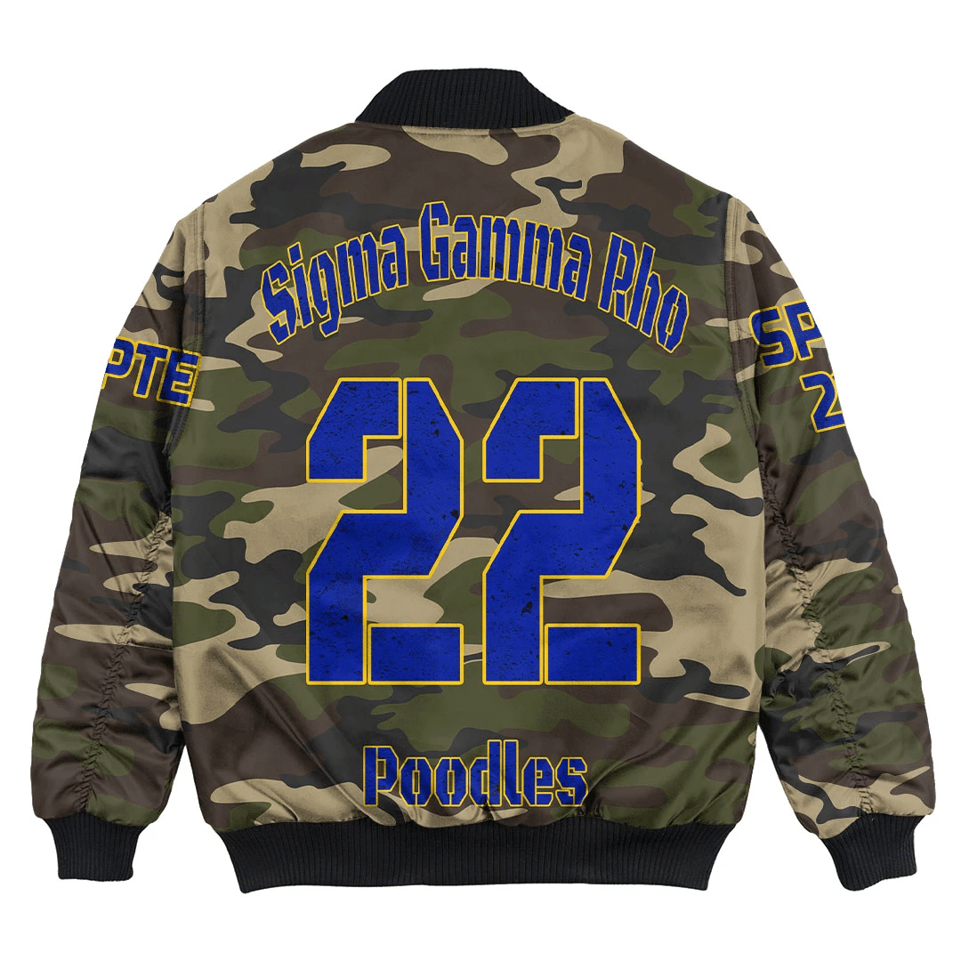 Sorority Jacket - Personalized Sigma Gamma Rho Camouflage Bomber Jacket