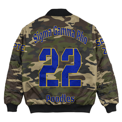 Sorority Jacket - Personalized Sigma Gamma Rho Camouflage Bomber Jacket
