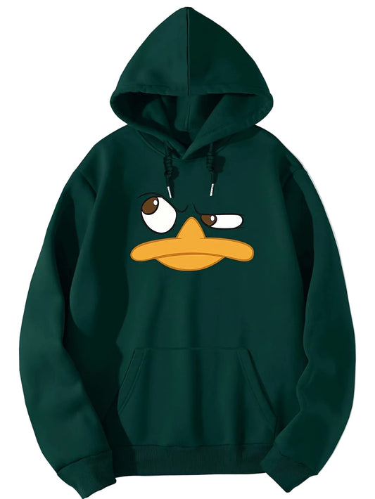 Felpa con cappuccio da uomo con stampa accattivante Duck Face