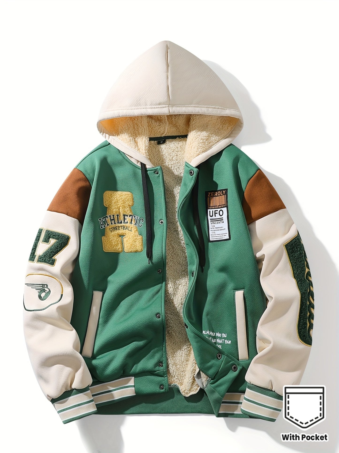 Giacca da baseball casual da uomo con cappuccio