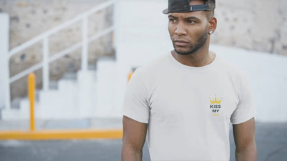 "KISS MY AIRS" Men's T-Shirt in 100% Cotton with Hand-Embroidered Logo