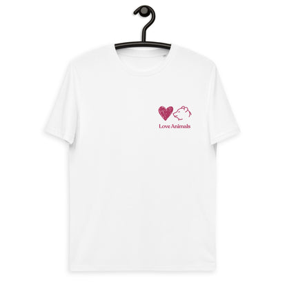 T-shirt LOVE ANIMALS a manica corta con logo ricamato cuore e orso | Unisex | Simpatica idea regalo per amanti degli animali - T-shirt Boutique
