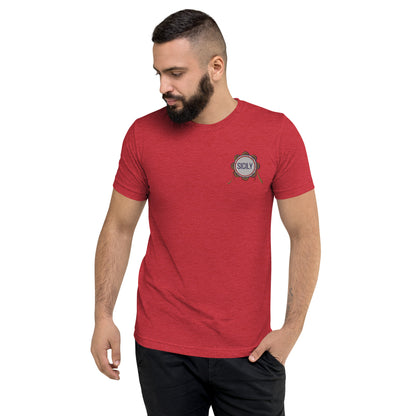Sicily T-shirt a manica corta uomo con ricamo logo Sicilia con tamburello | Vari colori - T-shirt Boutique