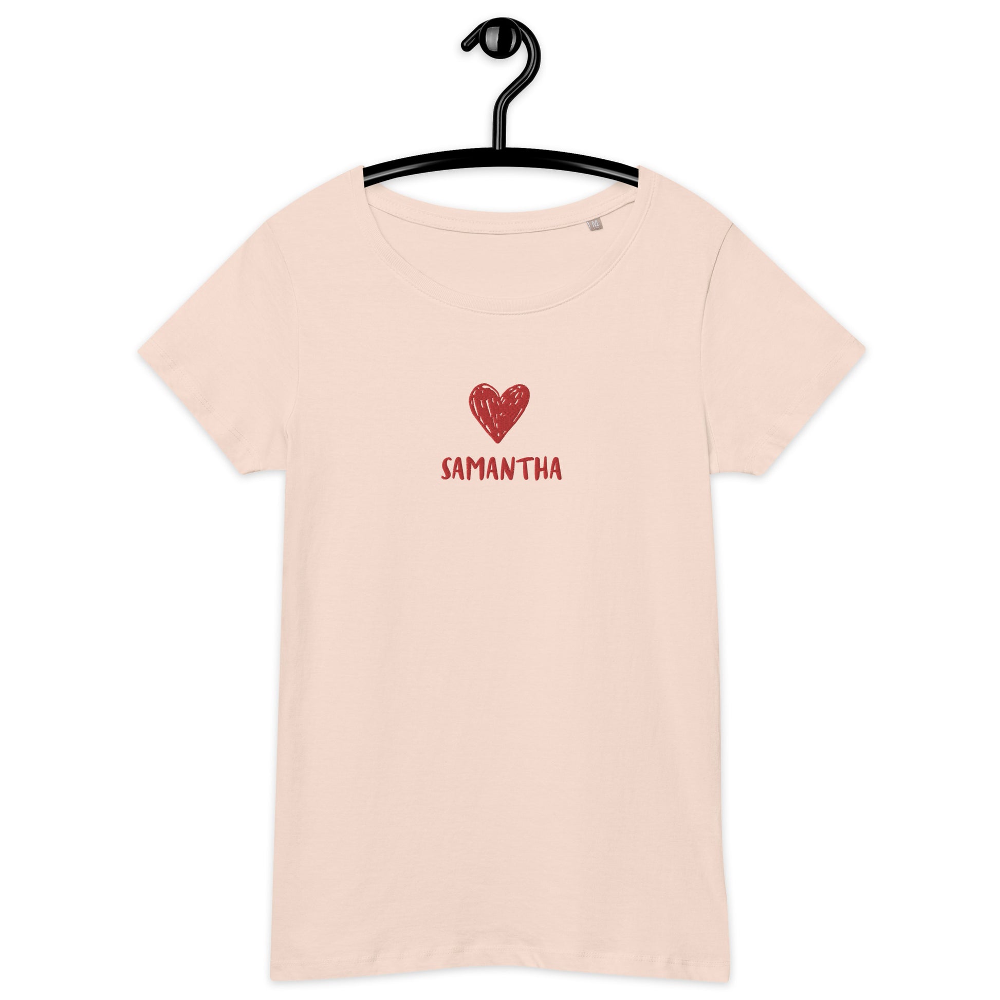 T-shirt da donna HEART personalizzabile con cuore e tuo nome ricamato | Vari colori | Idea regalo compleanno, anniversario, matrimonio - T-shirt Boutique