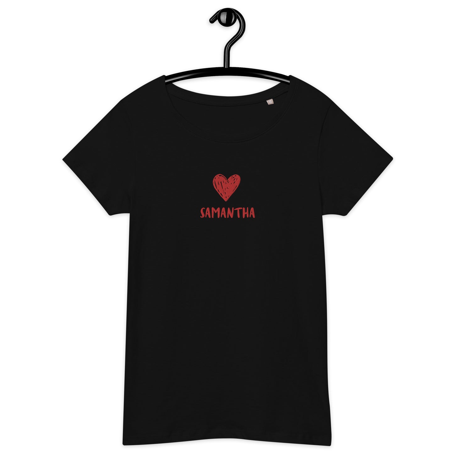 T-shirt da donna HEART personalizzabile con cuore e tuo nome ricamato | Vari colori | Idea regalo compleanno, anniversario, matrimonio - T-shirt Boutique