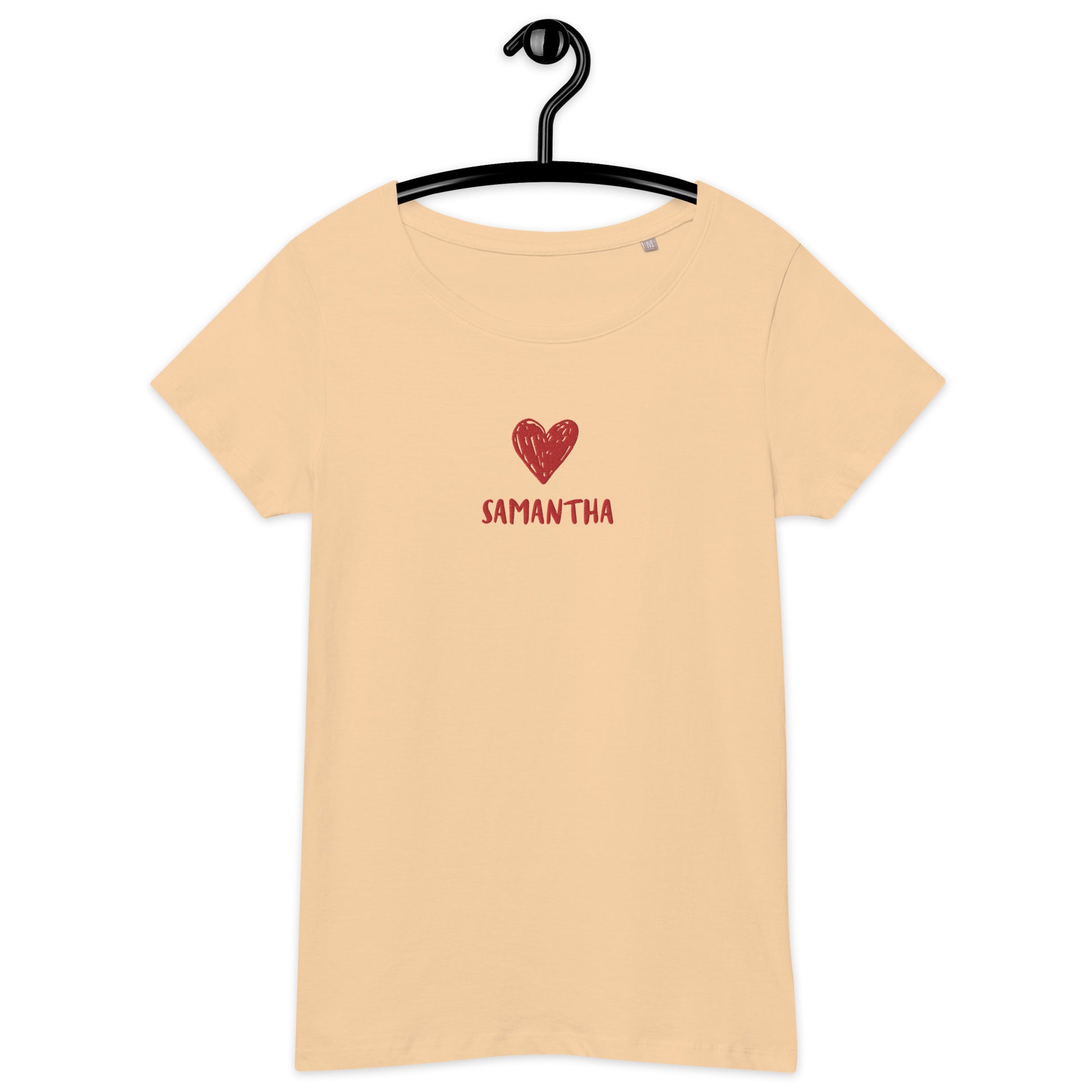 T-shirt da donna HEART personalizzabile con cuore e tuo nome ricamato | Vari colori | Idea regalo compleanno, anniversario, matrimonio - T-shirt Boutique