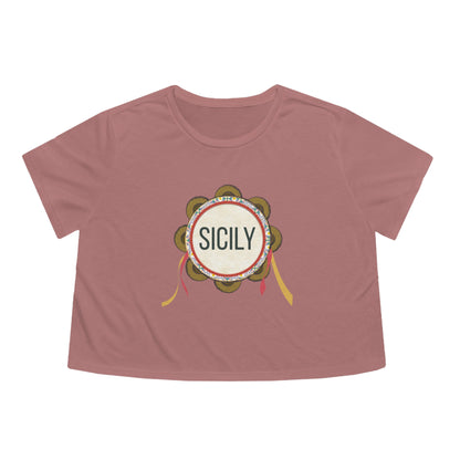 SICILY maglietta Women's Flowy Cropped Tee t-shirt donna con scritta Sicily - T-shirt Boutique