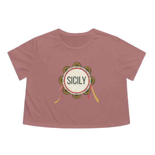 SICILY maglietta Women's Flowy Cropped Tee t-shirt donna con scritta Sicily - T-shirt Boutique